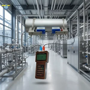 Handheld Ultrasonic Flow Meter Portable Clamp on Non invasive ±1.0% Accuracy DN25 DN6000 4-20mA for Water Oil Chemical Liquid