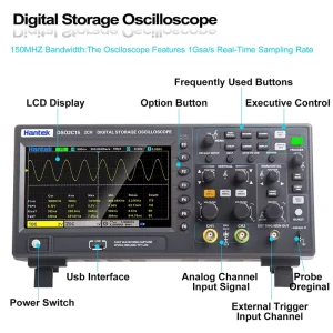 Hantek Dso2c15 Oscilloscope 2ch Channel 150MHz 1GSa/s Sampling Rate Dual channel Digital Storage Oscilloscope