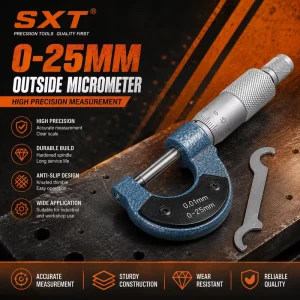 Heavy Duty Outside Micrometer 0-25mm Precision Gauge Tool for Automotive and Metalworking Outside Micrometer 0-25mm