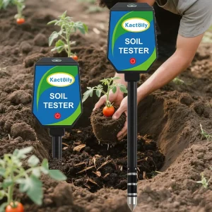 High Accuracy 8 in 1 Digital Soil Testing Meter Measures Soil PH Sunlight Moisture Humidity Temp EC Fertility Salt for Planting