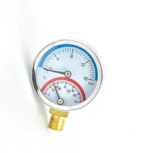 High Accuracy Bourdon Tube Pressure Temp Meter Iron Shell with 0-16bar/0-120 Range for Oil & Gas Systems