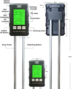 High Accuracy Professional 6-in-1 Soil pH Temperature Moisture Fertility Tester Agriculture Garden Device