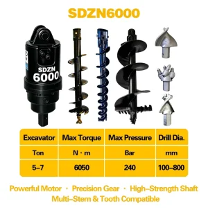 High Drilling Machine Earth Auger Drill Motor Gearbox for Mini Excavator Crane Tractor Loader 42CrMo Drive Adapter