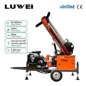 High Efficiency Wheeled Water Well Drilling Rig Diesel Hydraulic Machine for Farm Rural Water Supply Construction Drilling
