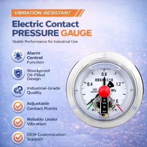 High Precision Calibrated Adjustable Set Points Industrial Automation System Pressure Control Electric Contact Pressure Gauge