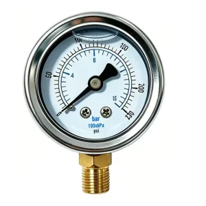 High-Precision Glycerol Oil Filled Hydraulic Pressure Gauge Stainless Steel Industrial Manometer YN40 0-15Psi 2.5%