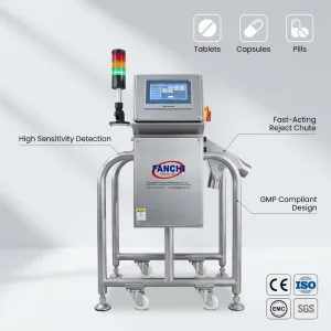 High Precision SUS304 Stainless Steel Tablet Metal Detector with Fast Acting Rejection System for Capsules and Pills
