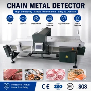 High Sensitivity Chain Metal Detector for Meat Seafood Frozen Food Conveyor System Food Safety Inspection Machine