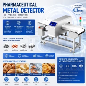 High Sensitivity Industrial Metal Detector for Food Production Line Conveyor Factories