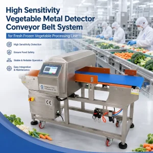 High Sensitivity Vegetable Metal Detector Conveyor Belt System for Fresh Frozen Vegetable Processing Line