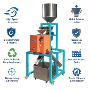High Speed Metal and Plastic Detector with Quick Release Hopper for Plastic Recycling Plant Industry