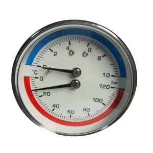 Hot Sales 50mm Temperature and Pressure Gauges with Red Point or Not 0 120c 0 16bar 0 10BAR Thermometer