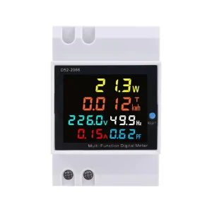 Household Single Phase Smart Electricity Meter DIN Rail Mounted 220V Voltage Current Power Factor Energy Meter Multi Function