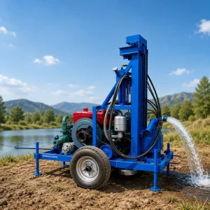 Hydraulic Trailer Type 100m 200m Water Well Drilling Machine F150M Depth Hole Water Well Drilling Rig