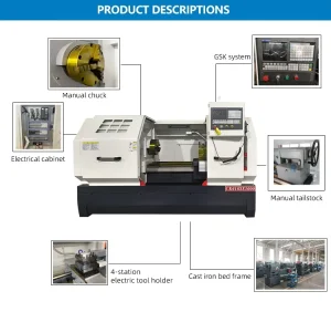 Industrial CK6163 CNC Turning Lathe With Big Spindle Bore Stable Performance