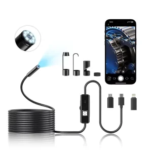 Industrial Endoscope IP67 Waterproof Oil-proof 8 LED Lights Supports Android Apple Devices Connects Endoscope Camera for Mobile