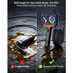 Industrial Endoscope with 5 Inch Screen 360 Degree Rotation for Car Engine Pipe Inspection Borescope Camera Tool