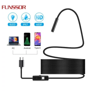 Industrial Inspection Endoscope 5.5mm LED Semi Rigid and Flexible Cable IP67 Waterproof Automotive Pipe HVAC Inspection Tool