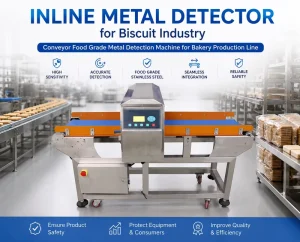 Inline Metal Detector for Biscuit Industry Conveyor Food Grade Metal Detection Machine for Bakery Production Line
