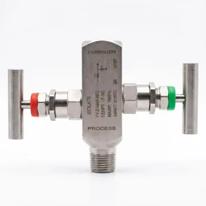 Integrated 2 Valve Manifold Isolate Vent Type Instrument Manifold Valve 1 2 NPT Thread Stainless Steel Pressure Gauge