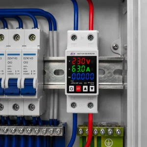 JIUJI Over Under Voltage and Over Current Protector with kWh Meter for Home Appliance Refrigerator AC Water Heater 63A