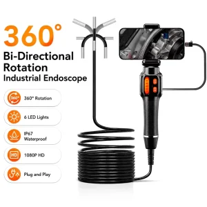 KERUI 1.5m 360° Rotation Industrial Endoscope Automotive Inspect Camera Repair Tools 2MP Pipe Sewer Borescope Connect with Phone