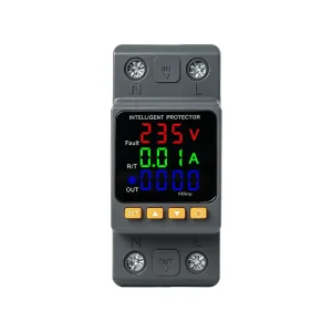KINEE Triple Display Single Over Under Protector Metering Model 63A 110V 220V Temperature Protection 0.1A High Precision PC