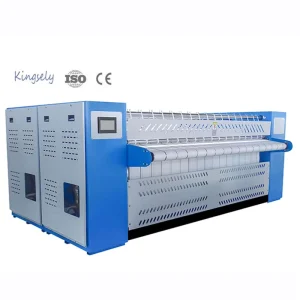 KINGSLEY Industrial Stainless Steel Bed Sheet Ironing and Folding Machine with Self Cleaning 3300mm Width for Hotels