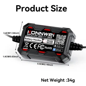 KONNWEI Battery Monitor Bluetooth BK400 12V Lead Acid Lithium Battery Tester with GPS Tracker