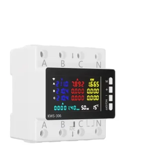 KWS 306 Electricity Meter AC 85 290V Color Screen Smart Digital DIN Rail 3 Phase 4 Wire Voltage Energy Power Meter