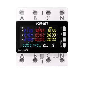 KWS 306 Tuya WIFI 3 phase 4 wire Power Meter AC85 290V Smart Life Voltmeter Rail Digital Meter Overvoltage Protection Switch