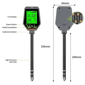 LCD Backlight Display Multi-function 6 in 1 Soil Ph Fertility Light EC Humidity Temperature Meter