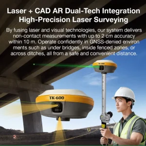 Laser AR Stakeout Complete GNSS RTK System TK-600 and TK600 Controller P9IV Surpad 4.2 External Radio IP68 Bluetooth