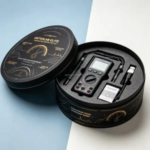 Luxury Gold Stamping Black Cardboard Tube for Premium Digital Multimeters and Tech Devices with High Density Structure