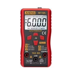 M118A True RMS Transistor Meter 6000 Counts Mini Automatic Multimeter with Flashlight and NCV Data
