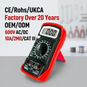 MAS830 Digital Multimeter Handheld Voltmeter with LCD Display CATIII 600V Safety Rating 10A DC Current Measurement Yellow