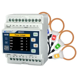 Flexible CTs 333mV 3 Phase kwh Amp Volt Harmonics Power Meter RS485 DIN Rail Smart Energy Power Meter