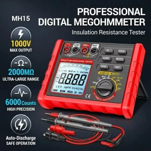 MH15 Professional Megohmmeter 1000V Insulation Tester True RMS Auto Discharge Multimeter Capacitance Meter 6000 Count