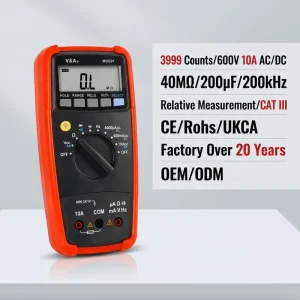 MS8201 Digital Multimeter 4 Digit Display 0.7% Accuracy AC/DC Voltage & Current CAT III 600V Safety 10A Portable