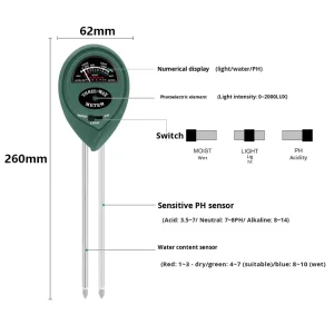 Manufacturer In-Stock ODM Soil Tester Moisture PH Meter Digital Display ABS Material 0.1 Accuracy 1 Year Warranty Flower Grass