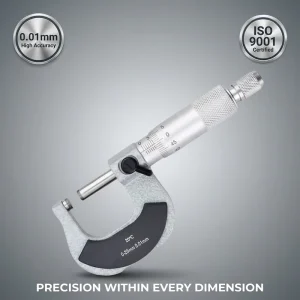 Mechanical Outside Micrometer 0-25mm, 0.01mm, Carbide-Tipped, Ratchet Stop