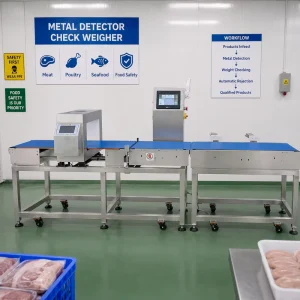 Metal Detector and Checkweigher Combo Machine Automatic Conveyor Belt Weighing & Metal Inspection System for Food Industry