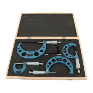 Micrometer Set Screw Micrometer 4-Piece Set Mechanical Micrometer Diameter Measurement 0-100mm Made in China Wooden Box Packaging