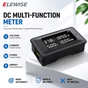 Mini DC Digital Voltmeter Ammeter Power Energy Meter 4-in-1 Shunt 100A 70V Max DC Voltage Class 0.5 Accuracy IP54 -25