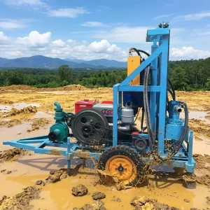 Mini Diesel Engine Gear Water Well Drilling Rig 200m Depth Portable Easy Move Farm Rural Water Supply Warranty