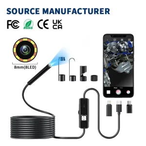 Mini Endoscope Camera Snake Scope 8 LED Lights 8mm Waterproof Camera 5m Line Android IOS Boroscope Inspection Camera Endoscope