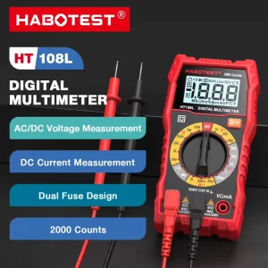 Mini Type Tester Electrical Tools Digital Multimeter 3-Digit Display 600V/10A Range CE Certified HT108L