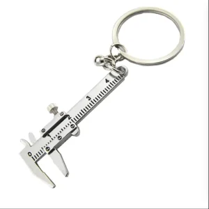 Mini Vernier Calipers Keychain Zinc Alloy Silver Metal Measuring Tool with Bottle Opener