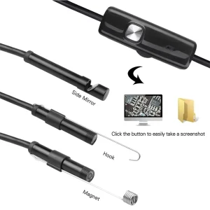 Mobile Industrial Endoscope HD 2MP IP67 Waterproof LED Light 7mm Industrial Pipeline Car Repair 68 Field View MP4 Video Camera