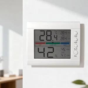 Multi functional Digital Indoor Thermometer Hygrometer Plastic Temperature Humidity LCD Display Battery Powered Large Display